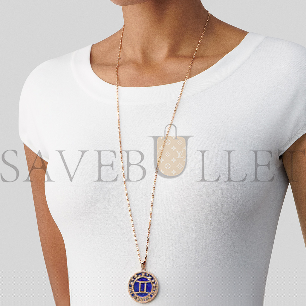 V*N CL*F arpels zodiaque long necklace geminorum (gemini) - rose gold, lapis lazuli    vcarp9rd00
